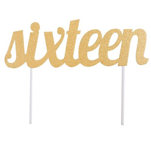 Sixteen Gold Glitter Cake Topper - The Cupcake Delivers